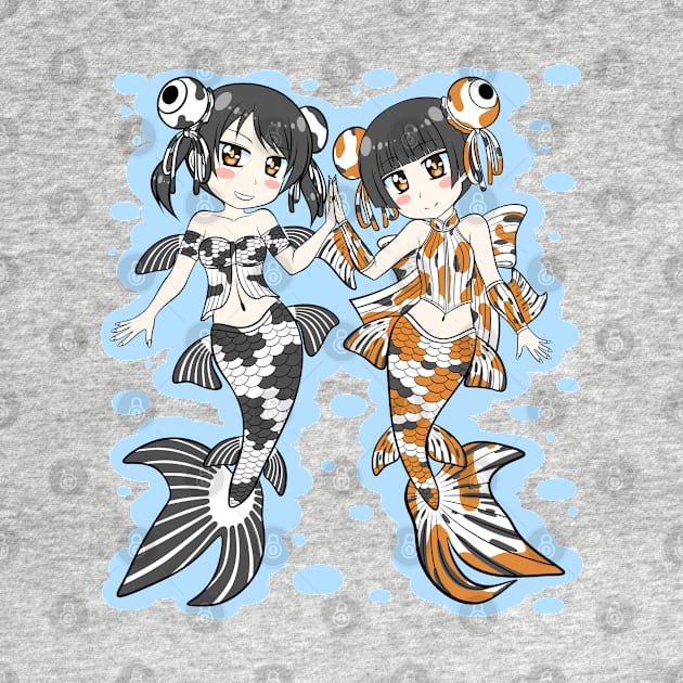 Goldfish Mermaid Sisters by TeriyakiPigeon